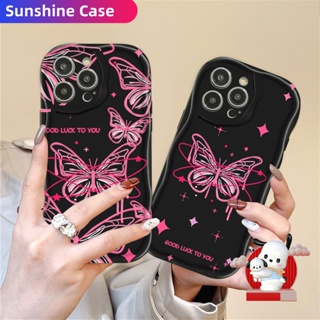 เคสโทรศัพท์มือถือ TPU นิ่ม ลายผีเสื้อ สีชมพู เรียบง่าย สําหรับ Samsung A04E A03 A03s A04 A04s A13 A23 A24 A33 A34 A53 A73 A12 A14 A22 A52 A52s A32 A51 A50 A50s A30s