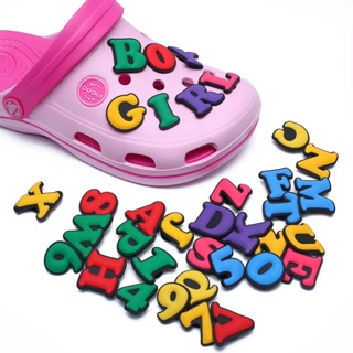 ตัวอักษรตัวเลขน่ารัก Jibbitz ตัวอักษร Crocs Jibbits Charm A-Z ตัวอักษร Jibits Crocs สําหรับผู้หญิง อุปกรณ์เสริมรองเท้า จี้รองเท้า หมุดตกแต่ง