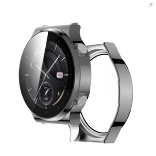 เคสแข็ง PC พร้อมกระจกนิรภัยกันรอยหน้าจอ สีเทา สําหรับ HUAWEI WATCH GT 2 Pro 46 มม.