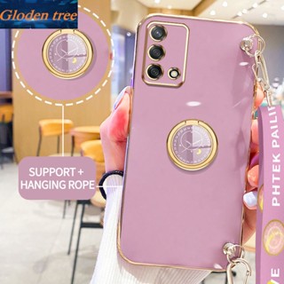 เคสโทรศัพท์มือถือ ลายต้นไม้ Gloden พร้อมขาตั้ง และสายคล้อง สําหรับ OPPO A74 4G Reno 6 lite 4G A95 4G F19 F19S 4G