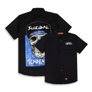 เสื้อเชิ้ต ลาย Dickies X SUICIDAL TENDENCIES BLUE HAT สีดํา