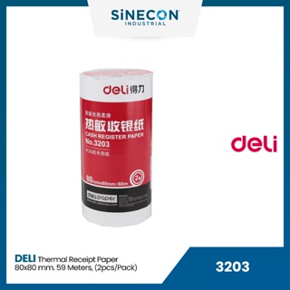 Deli กระดาษใบเสร็จ รุ่น 3203 Thermal Receipt Paper ขนาด 80x80mm. ความยาว 59m. (2ชิ้น/แพ็ค)