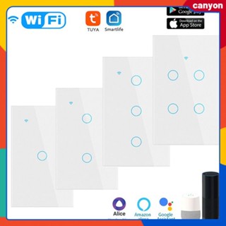 1/2/3/4 Gang Smart Wifi Switch มี Neutral Wire Wall Light Switch Capacitive Touch Sense Timing ฟังก์ชั่นนับถอยหลังทำงานร่วมกับ Alexa และ Google Assistant canyon