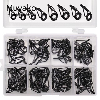 MUVAKO ไกด์คันเบ็ดตกปลา แหวนเซรามิค โอริง สเตนเลส 8 ขนาด อุปกรณ์เสริม สําหรับตกปลา DIY