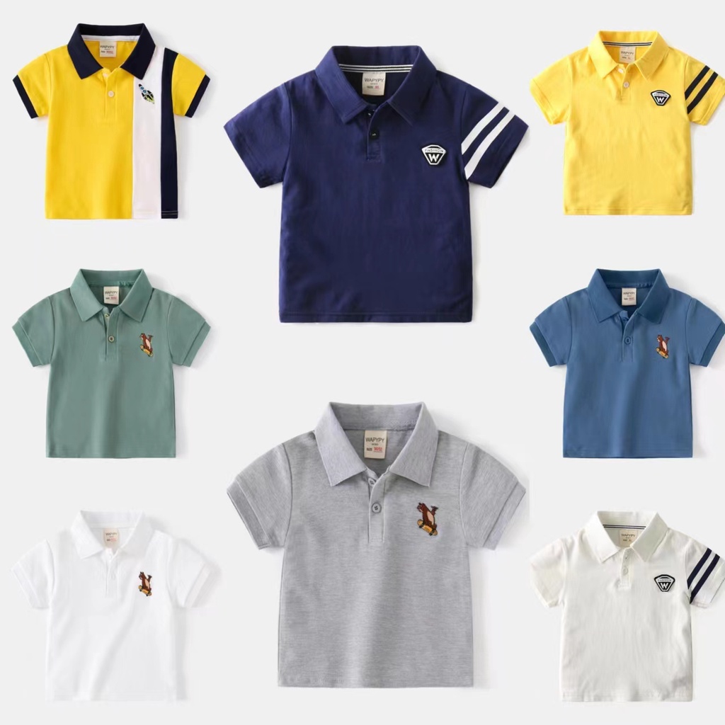 เสื้อโปโลแขนสั้น คอปก แฟชั่นฤดูร้อน สําหรับเด็กผู้ชาย 0702-0118 2023