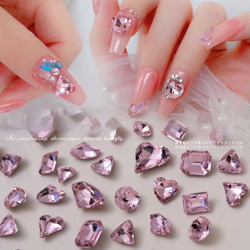 K9 AB พลอยเทียม ทรง 3D สีชมพู สําหรับตกแต่ง 10 ชิ้น