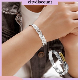 &lt;citydiscount&gt; สร้อยข้อมือ กําไลข้อมือ โลหะผสม รูปขนนก ปรับขนาดได้ สีเงิน ของขวัญเครื่องประดับ สไตล์เรโทร สําหรับผู้ชาย