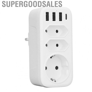 Supergoodsales 7 in 1 Multiple Plug 3 Way Space Saving Portable EU AC100‑250V DE Conversion Staggered Design for Travel