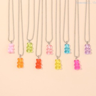 Ho Gummy Bear สร้อยคอเรซิ่น สีแคนดี้ จี้การ์ตูนหมี สําหรับผู้หญิง เด็กผู้หญิง