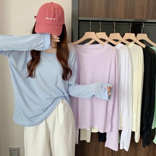 Milyfashion เสื้อเบลาส์ แขนยาว กันแดด ทรงหลวม ระบายอากาศ สีโปร่งใส แฟชั่นฤดูร้อน สําหรับผู้หญิง