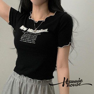 เสื้อยืดแขนสั้น พิมพ์ลายตัวอักษร Hannie Lettuce แฟชั่นฤดูร้อน สําหรับผู้หญิง