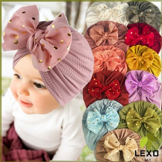 LEXO หมวกบีนนี่ผ้าโพกหัวประดับโบว์ น่ารักเกินปุยมุย   baby hat