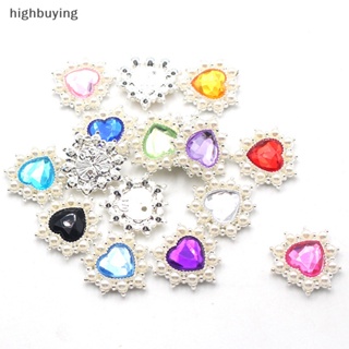 [highbuying] กระดุมไข่มุก รูปหัวใจ โลหะผสม DIY สําหรับตกแต่งเสื้อผ้า กระโปรง