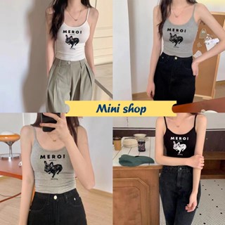 Mini shop🌸พร้อมส่ง🌸 (M5713) เสื้อสายเดี่ยว ไหมพรมผ้ายืด ลายน้องหมา 4สี  -C