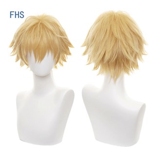 Fhs วิกผมสั้น คอสเพลย์ อะนิเมะ Denji ทนความร้อน สีทอง สําหรับผู้ชาย