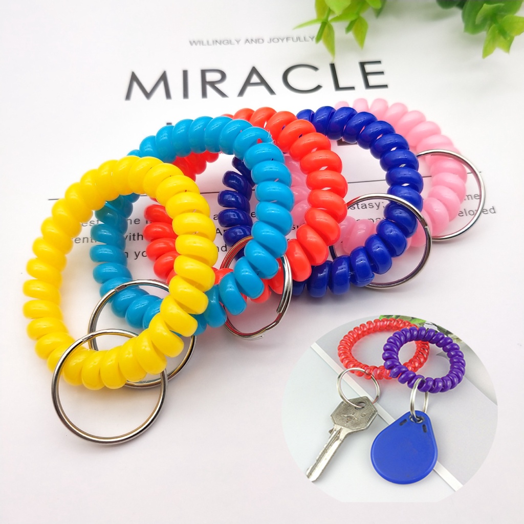 พวงกุญแจพลาสติก แบบยืดหยุ่น ยืดหดได้ สามารถยืดหดได้ พร้อมเชือกเส้นเล็ก
