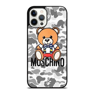 เคสโทรศัพท์มือถือ กันตก ป้องกัน ลายการ์ตูนหมี Moschino Teddy Bape Camo สําหรับ IPhone 14 Plus 13 Pro Max 12 Mini X