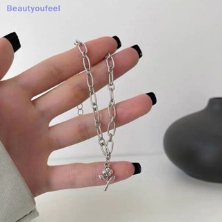 [Beautyoufeel] สร้อยข้อมือโซ่ จี้ดอกกุหลาบ สไตล์เกาหลี เรียบง่าย เครื่องประดับแฟชั่น สําหรับผู้หญิง งานแต่งงาน ปาร์ตี้