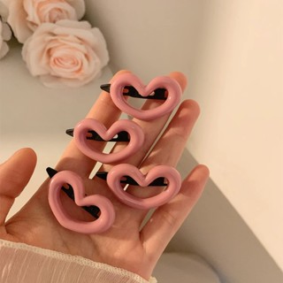 กิ๊บติดผม กิ๊บติดผมหน้าม้า สีชมพู แบบเรียบง่าย สไตล์เกาหลี เครื่องประดับแฟชั่น สําหรับผู้หญิง