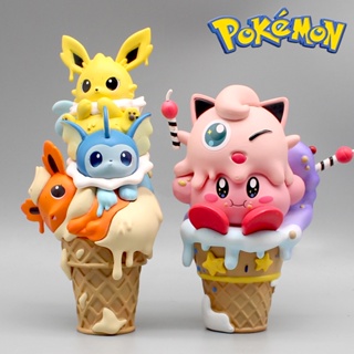 โมเดลฟิกเกอร์ Pvc รูปปั้นโปเกม่อน ไอศกรีมโคน Jigglypuff Eevee ของเล่น ของสะสม สําหรับเก็บสะสม