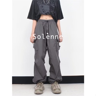 Solenne  กางเกงขายาว กางเกงยีสน์ผู้หญิง ทรงหลวม ๆ ตรง Retro Hip Hop Pants 2023 NEW Style ทันสมัย Stylish ทันสมัย พิเศษ A20M040 36Z230909