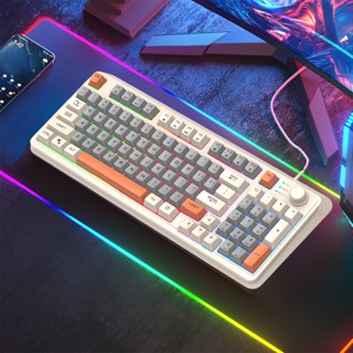 K82 คีย์บอร์ดเมคคานิคอล มีไฟ RGB เรืองแสง พอร์ต USB ปุ่มกดแบบมีสาย 94 คีย์ แป้นพิมพ์ Hot-Swap สําหรับพีซี แท็บเล็ต เดสก์ท็อป