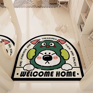 Palm Fun เสื่อประตูหมีน่ารัก PVC Cutable Mud Washable Anti Slip Welcome Entrance Mats for Home