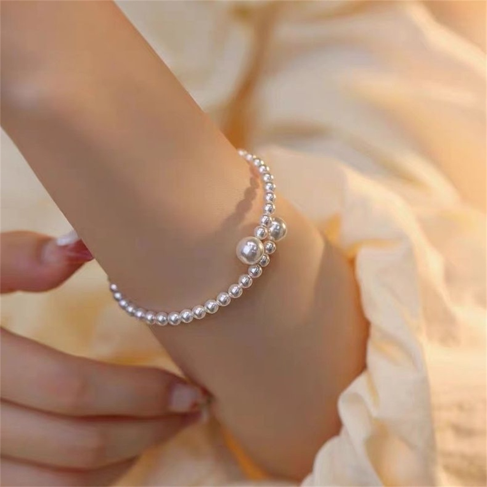 สร้อยข้อมือ ประดับมุกเทียม ยืดหยุ่น เครื่องประดับ เหมาะกับของขวัญเจ้าสาว แบบเรียบง่าย สําหรับผู้หญิง