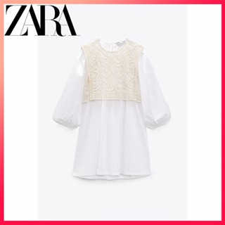 Zara ใหม่ ชุดเดรสสั้น แบบเย็บติดกัน สําหรับผู้หญิง