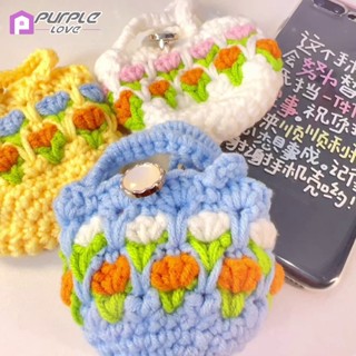 เคสหูฟังบลูทูธ ถักโครเชต์ ลายดอกทิวลิป DIY สําหรับ AirPods