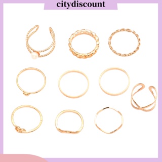 &lt;citydiscount&gt; แหวนนิ้วมือ ซ้อนกันได้ ติดทนนาน สไตล์วินเทจ เครื่องประดับ สําหรับผู้หญิง 10 ชิ้น