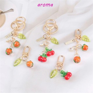 Aroma พวงกุญแจอะคริลิค รูปเชอร์รี่ สีส้ม สําหรับตกแต่งภายในรถยนต์ กระเป๋าเป้สะพายหลัง