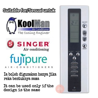 Koolman SingerFujipureFujiaire รีโมตควบคุมเครื่องปรับอากาศ แบบเปลี่ยน (KK-28)