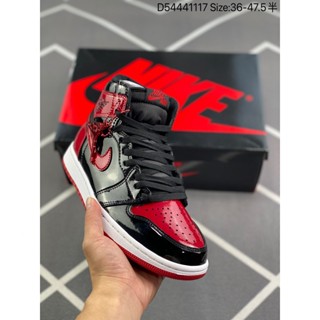 A J 1 alto OG "bred patent" รองเท้าบาสเก็ตบอล สไตล์เรโทร คลาสสิก คุณภาพสูง