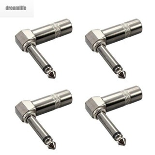 【DREAMLIFE】Guitar Audio Connector 6.35mm Metal 4pcs Right Angle Male Jack Brand New