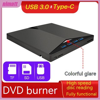 Ni เครื่องเล่น DVD CD Type-c 3.0 External Optical Drive อเนกประสงค์ แบบพกพา