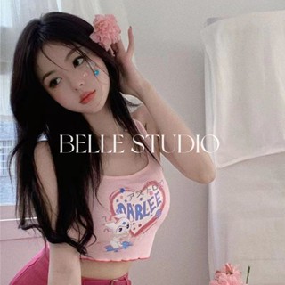 BELLE STUDIO เสื้อสายเดี่ยว เสื้อกล้ามเกาะอกสีชมพู BEL066