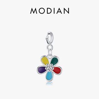 Modian จี้เงินแท้ 925 รูปดอกไม้สีรุ้งน่ารัก สําหรับทําเครื่องประดับ สร้อยข้อมือ สร้อยคอ DIY