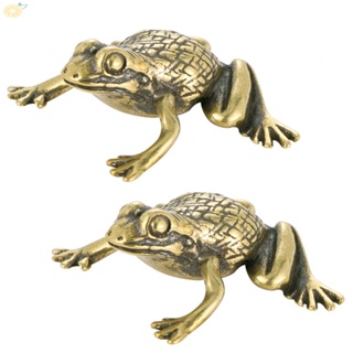 【VARSTR】Frogs Statues Golden Home Ornaments Retro Table Animal Figurine Brass Decor