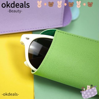 OKDEALS กระเป๋าหนัง อเนกประสงค์ สีพื้น เรียบง่าย สําหรับใส่แว่นตา