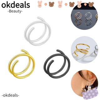 Okdeals จิวจมูก แบบเกลียว สีเงิน สีทอง เครื่องประดับแฟชั่น สําหรับผู้หญิง ผู้ชาย ปาร์ตี้