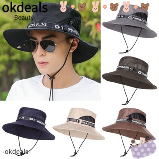 OKDEALS หมวกบักเก็ต กันแดด เหมาะกับเดินป่ากลางแจ้ง แฟชั่นฤดูร้อน สําหรับผู้ชาย