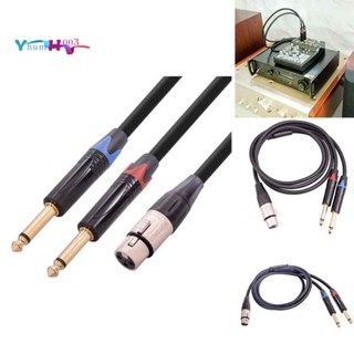 Xlr ตัวเมีย เป็น ปลั๊กคู่ 6.35 มม. ตัวผู้ เชื่อมต่อสายสัญญาณเสียง XLR ตัวเมีย เป็นคู่ 1/4 นิ้ว Y ตัวแยกสายเคเบิล อะแดปเตอร์