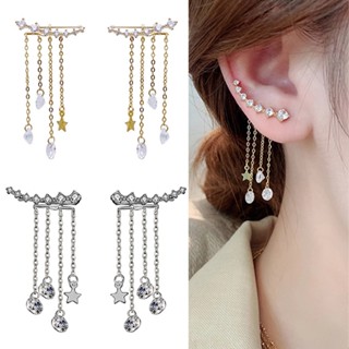 New 1 pair Vintage Star Tassel Zircon Earrings Delicate Fashion Earrings Gift