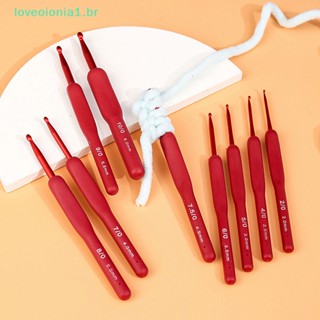 Loveoionia1 ตะขอถักโครเชต์ ด้ามจับซิลิโคน สีแดง 2 2.5 3 3.5 4 4.5 5 5.5 6 มม. 1 ชิ้น