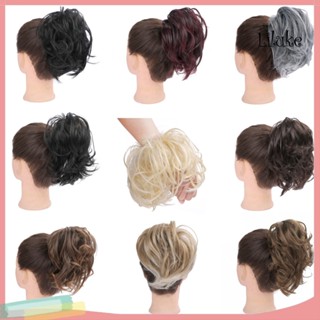 Lk-- ผู้หญิง หนา ยุ่ง ผมหยิก ต่อผม ซาลาเปา คลุมอัพโด้ แฮร์พีซ Chignon