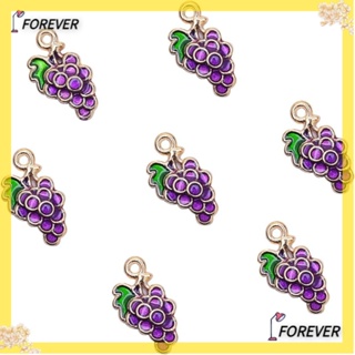 Forever จี้ต่างหู รูปผลไม้ องุ่น สีม่วง ยาว 17 มม. กว้าง 10 มม. รู 1.2 มม. สําหรับทําเครื่องประดับ 100 ชิ้น