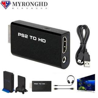 Myronghd อะแดปเตอร์แปลงเสียง 480i 480p 576i Game to HDMI ทนทาน 3.5 มม. HD Cable PS2 to HDMI Audio Cable