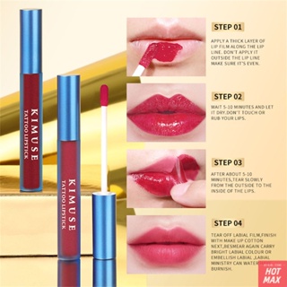 KIMUSE ลิปกลอส 5 สีแบบลอกออก Amazing Non-Stick Cup Matte Velvet Liquid Lipstick Waterproof Lasting Tear-Off Red Lip Tint Makeup [hotmax]