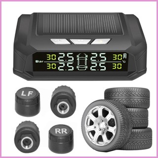 ระบบตรวจสอบความดันลมยาง TPMS ไร้สาย พลังงานแสงอาทิตย์ RV TPMS พร้อมจอแสดงผล LCD 4 เซนเซอร์ TPMS สําหรับการเดินทาง รถพ่วง shinth